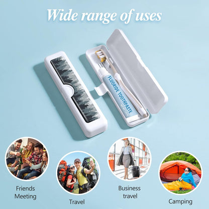 Toothbrush Travel Case - Colorful Pattern, Holder and Covers for Toothbrushes, Includes Tongue Scraper Case