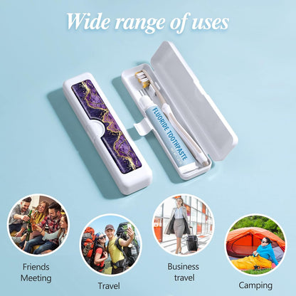 Toothbrush Travel Case - Colorful Pattern, Holder and Covers for Toothbrushes, Includes Tongue Scraper Case