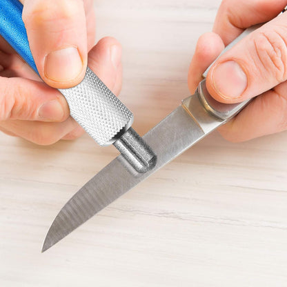 2 Pieces Diamond Retractable Knife Sharpener Steel Sharpening Rod for Kitchen Outdoor Serrated Stick Tools (Blue, Silver)