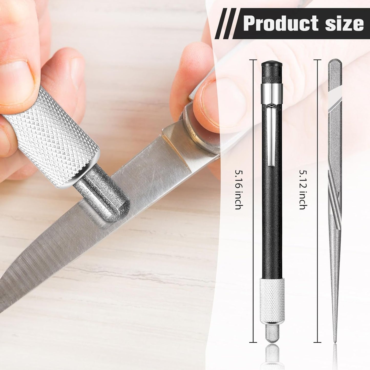 2 Pieces Diamond Retractable Knife Sharpener Steel Sharpening Rod for Kitchen Outdoor Serrated Stick Tools (Blue, Silver)