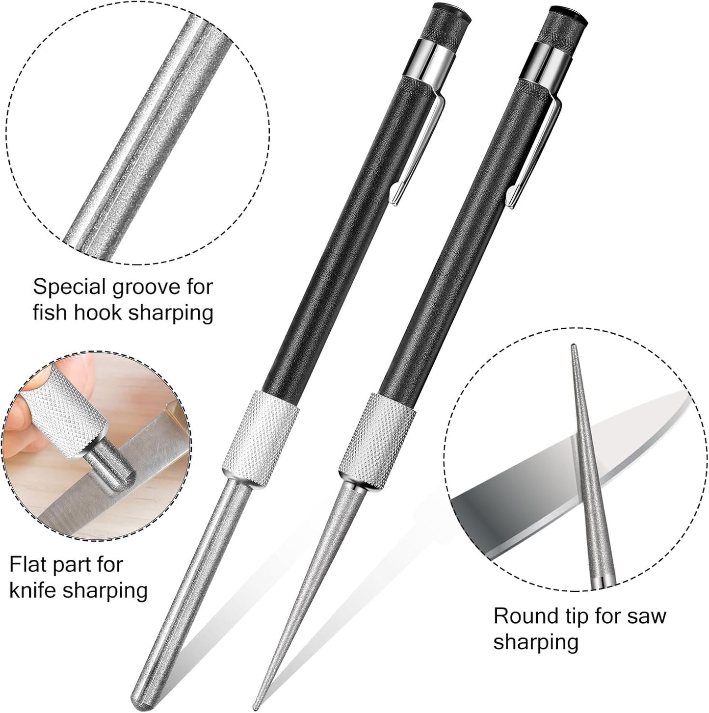 2 Pieces Diamond Retractable Knife Sharpener Steel Sharpening Rod for Kitchen Outdoor Serrated Stick Tools (Blue, Silver)