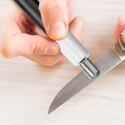 2 Pieces Diamond Retractable Knife Sharpener Steel Sharpening Rod for Kitchen Outdoor Serrated Stick Tools (Blue, Silver)