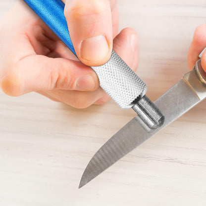 2 Pieces Diamond Retractable Knife Sharpener Steel Sharpening Rod for Kitchen Outdoor Serrated Stick Tools (Blue, Silver)