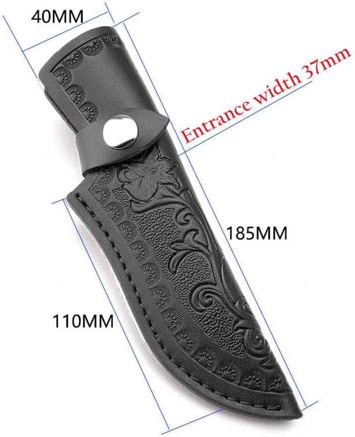 Leather Sheath Fixed Blade Straight Knife 6/7" Leather Sheath Scabbard Pouch (Black)