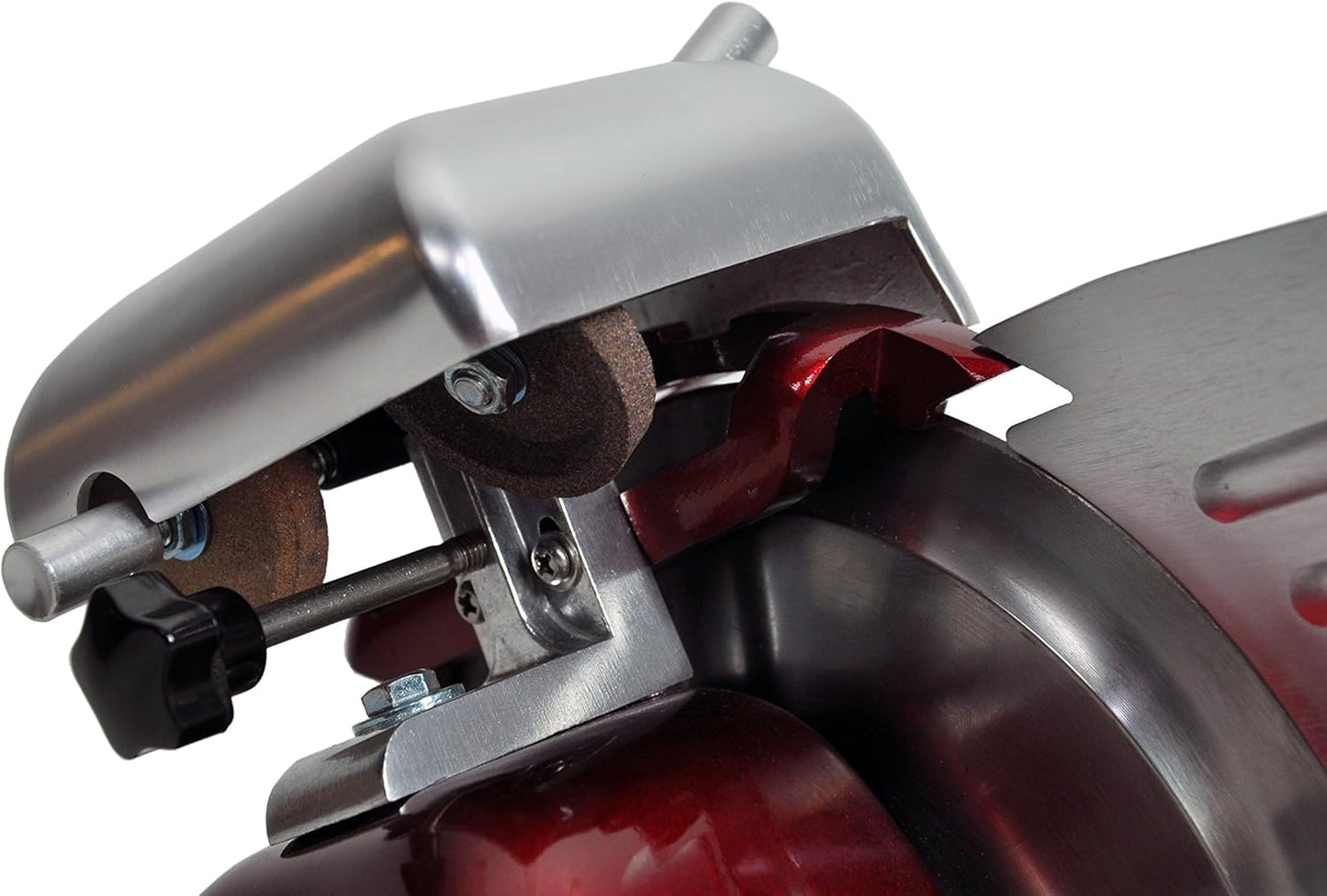 KWS MS-10XT Premium 320W Electric Meat Slicer 10-Inch in Red with Non-sticky Teflon Blade, Frozen Meat/Deli/Cheese/Food Slicer Low Noises Commercial and Home Use [ ETL, NSF Certified ]