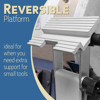 Adjustable Replacement Tool Rest Sharpening Jig for 6 inch or 8 inch Bench Grinders and Sanders •Includes a Pivoting Miter Slide and Flat Miter Slide for Easy Tool Honing