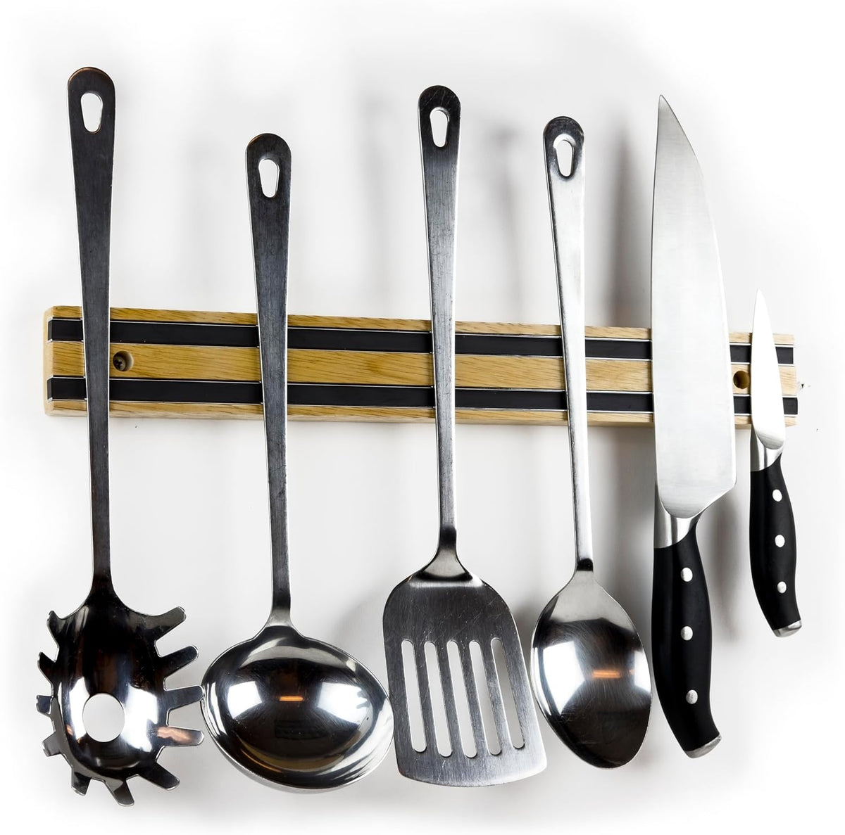 Magnetic Knife Holder Rack – 16-Inch Heavy-Duty Wooden Knife Strip for Kitchen Utensils, Wall-Mounted Knife Organizer with Strong Magnetic Grip, Easy Installation with Anchors & Screws Included