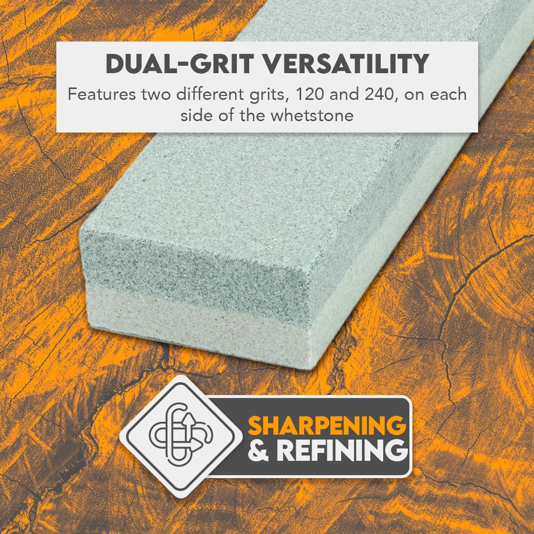 8" Dual Grit Sharpening Stone - 120/240 Aluminum Oxide for Knives, Tools, and Blades - SS8