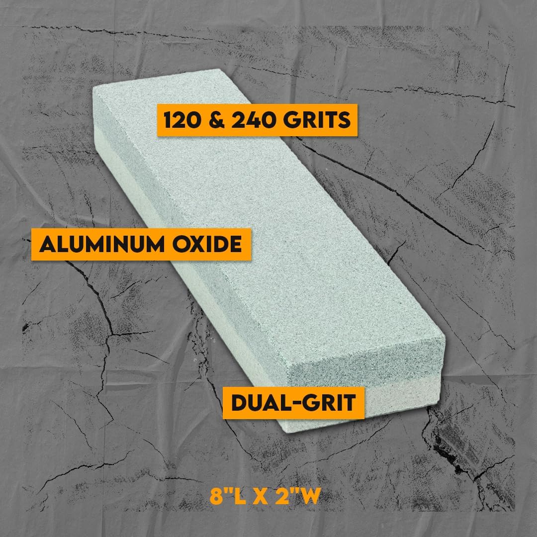 8" Dual Grit Sharpening Stone - 120/240 Aluminum Oxide for Knives, Tools, and Blades - SS8