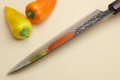 Yoshihiro VG10 46 Layers Hammered Damascus Gyuto Japanese Chefs Knife (Octagonal Shitan Rosewood Handle) (8.25" (210mm))