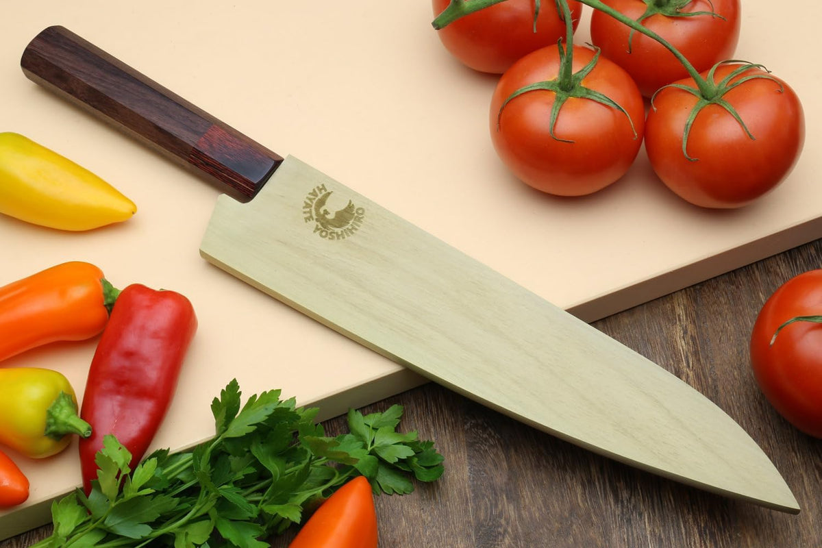 Yoshihiro VG10 46 Layers Hammered Damascus Gyuto Japanese Chefs Knife (Octagonal Shitan Rosewood Handle) (8.25" (210mm))