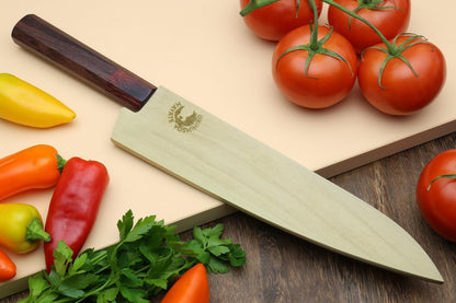 Yoshihiro VG10 46 Layers Hammered Damascus Gyuto Japanese Chefs Knife (Octagonal Shitan Rosewood Handle) (8.25" (210mm))