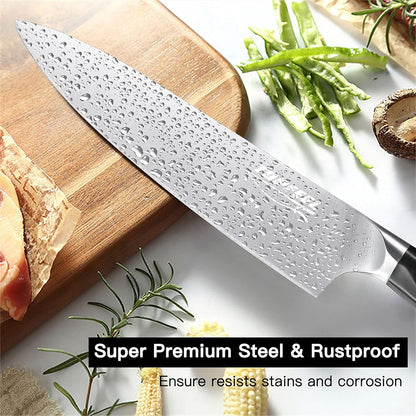 Butcher Knife Meat Cleaver Set 3Pcs-7" Heavy Duty Bone Chopper& 7" Santoku Knife& 5" Utility Knife, German Stainless Steel Chef Knives Set for Kitchen Home Gift