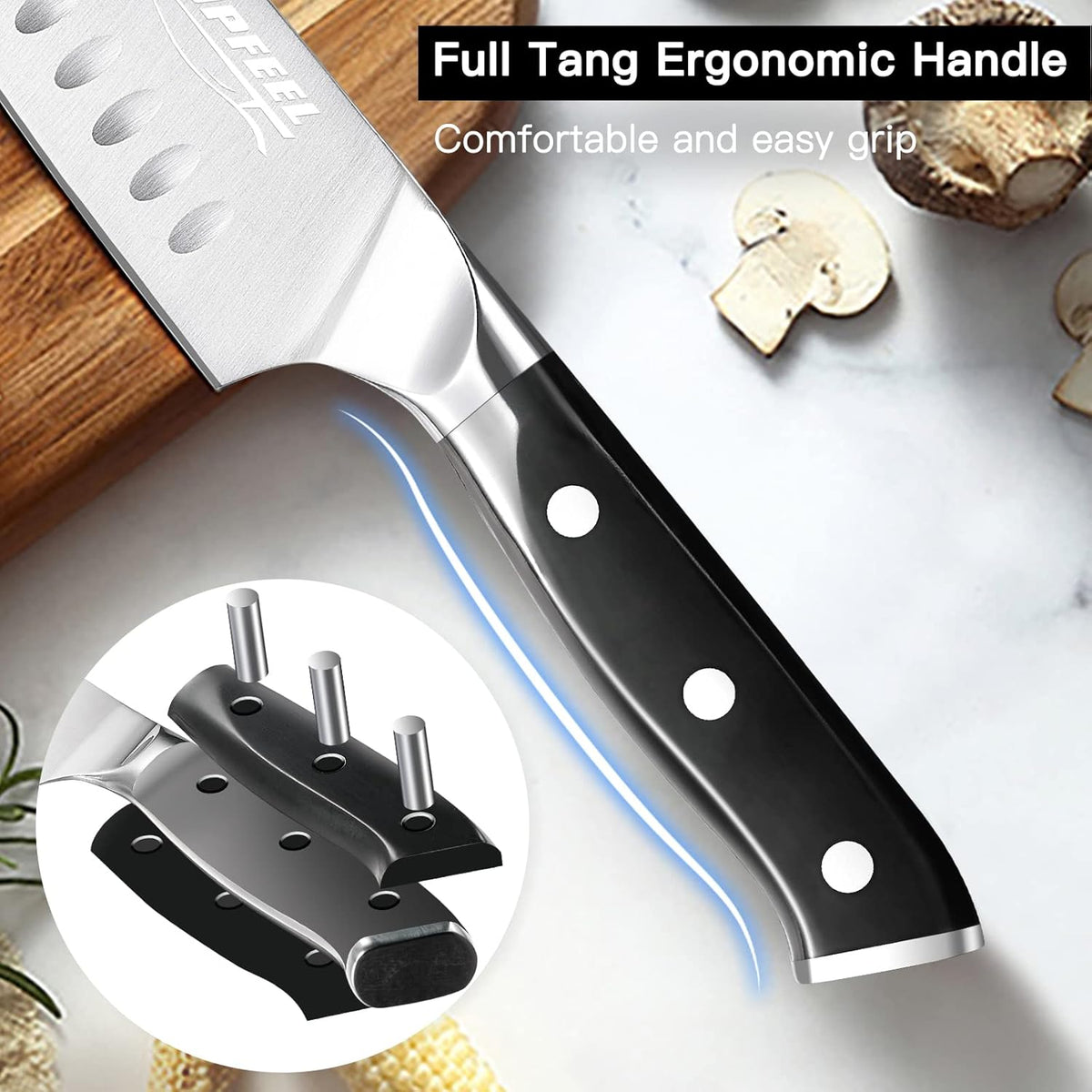 Butcher Knife Meat Cleaver Set 3Pcs-7" Heavy Duty Bone Chopper& 7" Santoku Knife& 5" Utility Knife, German Stainless Steel Chef Knives Set for Kitchen Home Gift