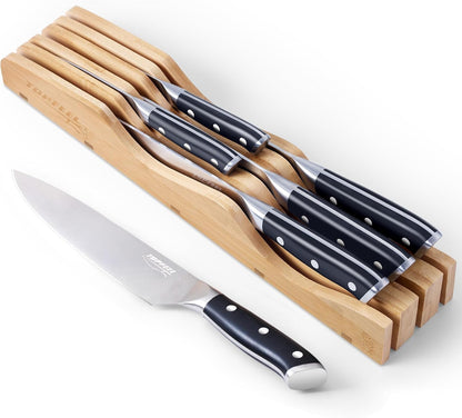 Butcher Knife Meat Cleaver Set 3Pcs-7" Heavy Duty Bone Chopper& 7" Santoku Knife& 5" Utility Knife, German Stainless Steel Chef Knives Set for Kitchen Home Gift