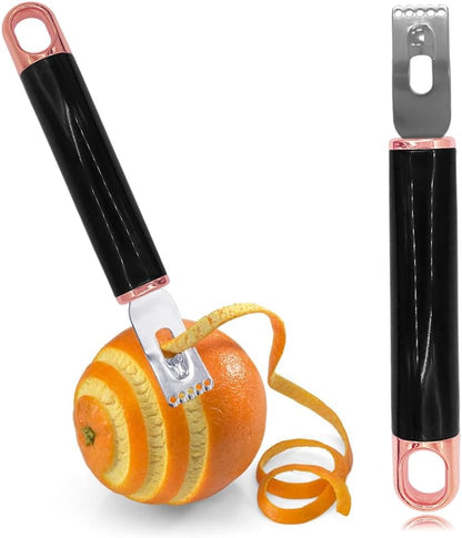 Channel Knife, 2 in 1 Lemon Peeler Zester Cocktail Garnish Citrus Zester 5 Baldes Ultra Sharp Lemon Rind Twist Peeler Stainless Steel Bar Tool Professional Grade Bar Accessory (Sliver)