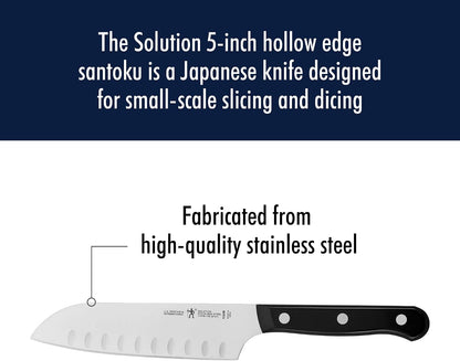 Solution Razor-Sharp Hollow Edge Santoku Knife 5-inch, German Engineered Informed by 100+ Years of Mastery