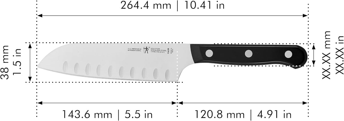 Solution Razor-Sharp Hollow Edge Santoku Knife 5-inch, German Engineered Informed by 100+ Years of Mastery