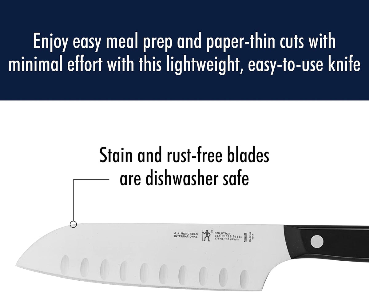 Solution Razor-Sharp Hollow Edge Santoku Knife 5-inch, German Engineered Informed by 100+ Years of Mastery