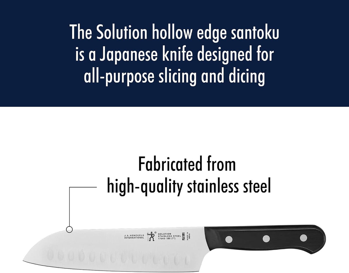 Solution Razor-Sharp Hollow Edge Santoku Knife 5-inch, German Engineered Informed by 100+ Years of Mastery