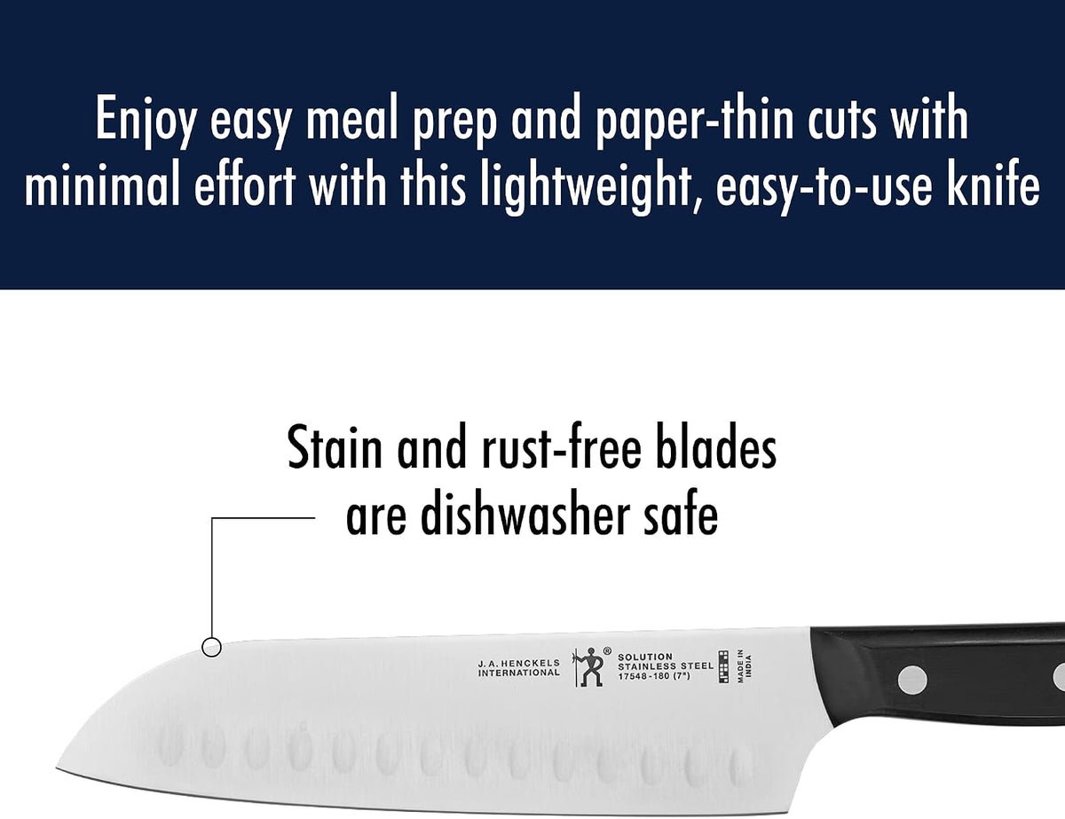 Solution Razor-Sharp Hollow Edge Santoku Knife 5-inch, German Engineered Informed by 100+ Years of Mastery
