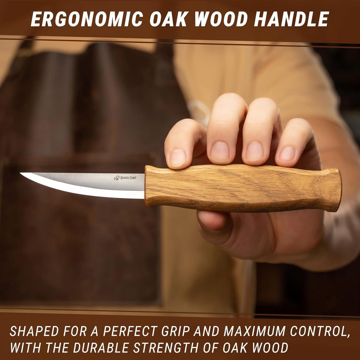 Wood Carving Sloyd Knife C4s 3" - Whittling Knife with Leather Sheath for Carvers - Chip Wood Carving Tools for Beginner and Profi