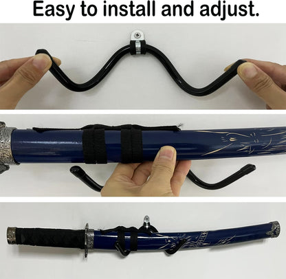 4Pack Mini Wall-Mounted Sword Stand Display Rack,Sword Holder,Sword Hook,Sword Hanger Bracket - Sturdy yet flexible enough to fit blades of any size and style - No Sword