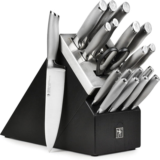 Forged Modernist 20 Piece Self Sharpening Knife Set - Black Knife Block