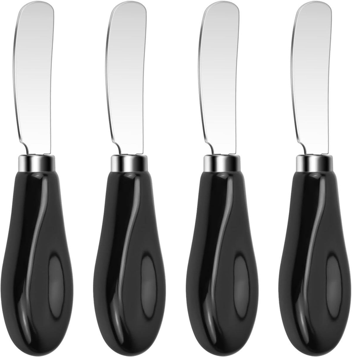 Butter Spreader Knives Set of 4, Stainless Steel Butter Knife with Porcelain Handles, Blunt Edge Cheese Spreader Set for Soft Cheese, Butter, Jam, Charcuterie, Pastry