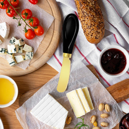 Butter Spreader Knives Set of 4, Stainless Steel Butter Knife with Porcelain Handles, Blunt Edge Cheese Spreader Set for Soft Cheese, Butter, Jam, Charcuterie, Pastry