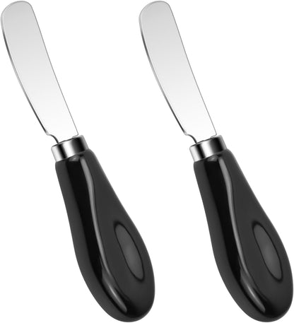 Butter Spreader Knives Set of 4, Stainless Steel Butter Knife with Porcelain Handles, Blunt Edge Cheese Spreader Set for Soft Cheese, Butter, Jam, Charcuterie, Pastry