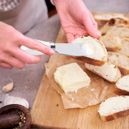 Butter Spreader Knives Set of 4, Stainless Steel Butter Knife with Porcelain Handles, Blunt Edge Cheese Spreader Set for Soft Cheese, Butter, Jam, Charcuterie, Pastry