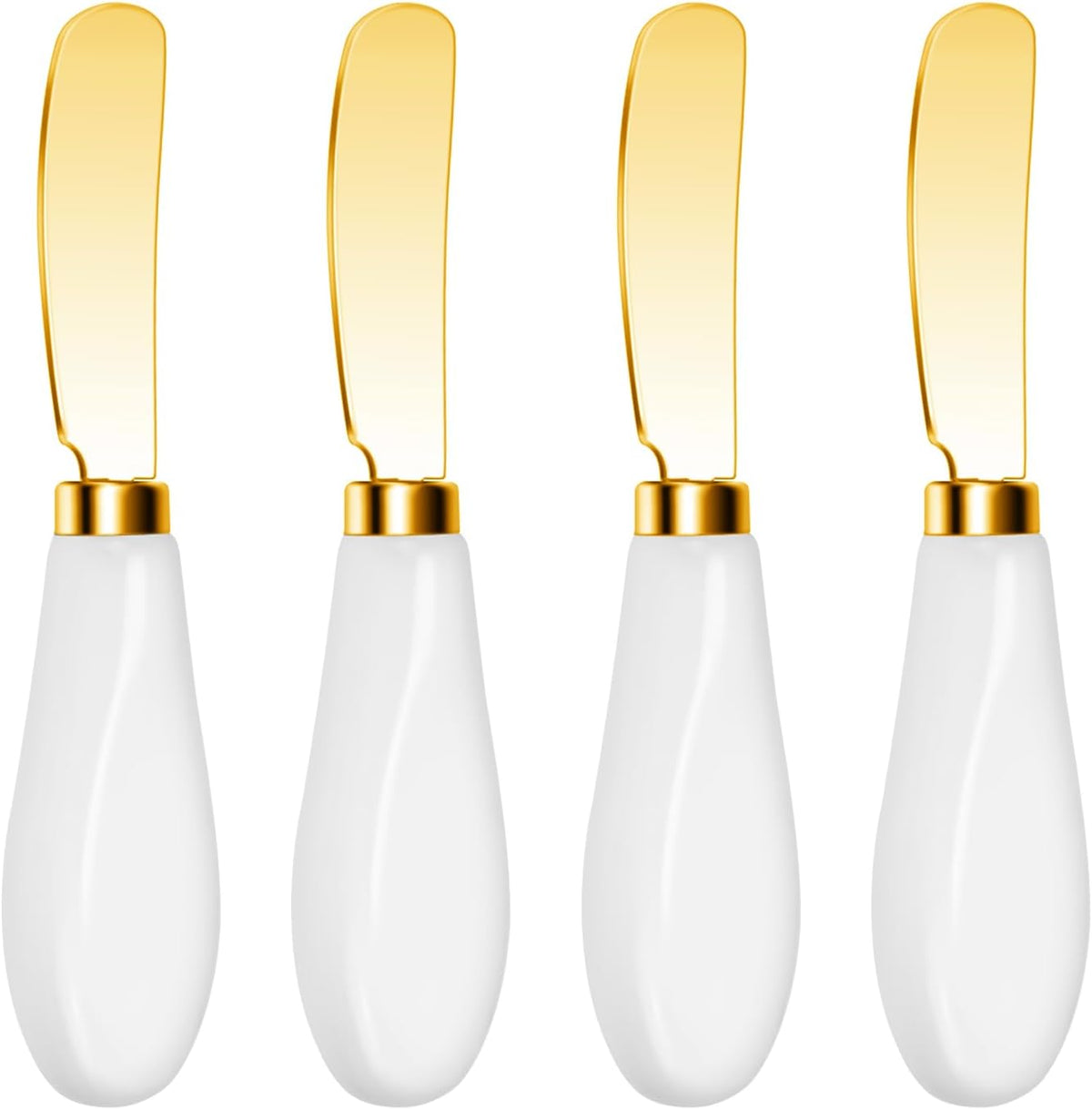 Butter Spreader Knives Set of 4, Stainless Steel Butter Knife with Porcelain Handles, Blunt Edge Cheese Spreader Set for Soft Cheese, Butter, Jam, Charcuterie, Pastry