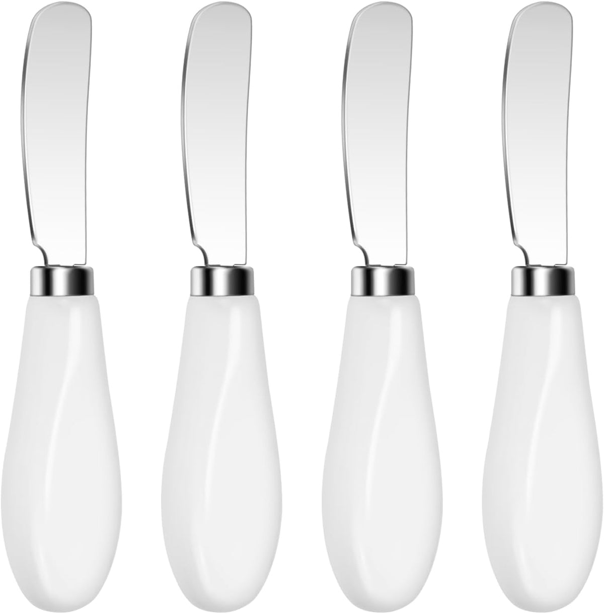 Butter Spreader Knives Set of 4, Stainless Steel Butter Knife with Porcelain Handles, Blunt Edge Cheese Spreader Set for Soft Cheese, Butter, Jam, Charcuterie, Pastry