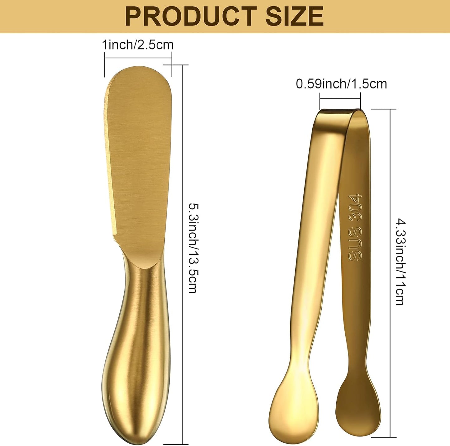 6 Pieces Cheese Knife Spreader Serving Tongs Set Stainless Steel Butter Cheese Spreader Mini Food Tongs Cheese Knife Spreaders with Handles Metal Salad Tongs Multipurpose Jam Condiment Cheese Spreader