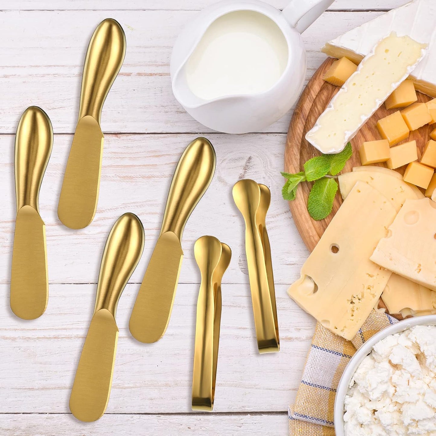 6 Pieces Cheese Knife Spreader Serving Tongs Set Stainless Steel Butter Cheese Spreader Mini Food Tongs Cheese Knife Spreaders with Handles Metal Salad Tongs Multipurpose Jam Condiment Cheese Spreader