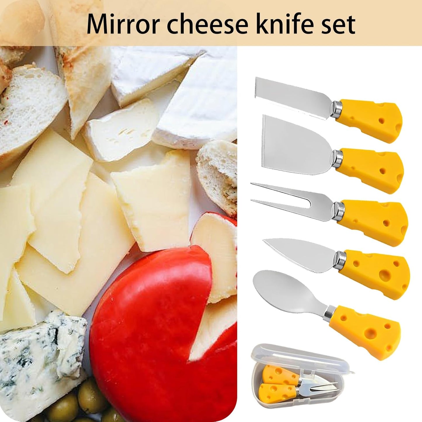 Cheese Knife, 5 Piece Cheese Knives Set, Mini Premium Stainless Steel Cheese Knife Set, Cheese Knives for Charcuterie Board - Charcuterie Boards Accessories