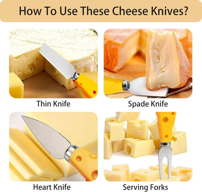 Cheese Knife, 5 Piece Cheese Knives Set, Mini Premium Stainless Steel Cheese Knife Set, Cheese Knives for Charcuterie Board - Charcuterie Boards Accessories