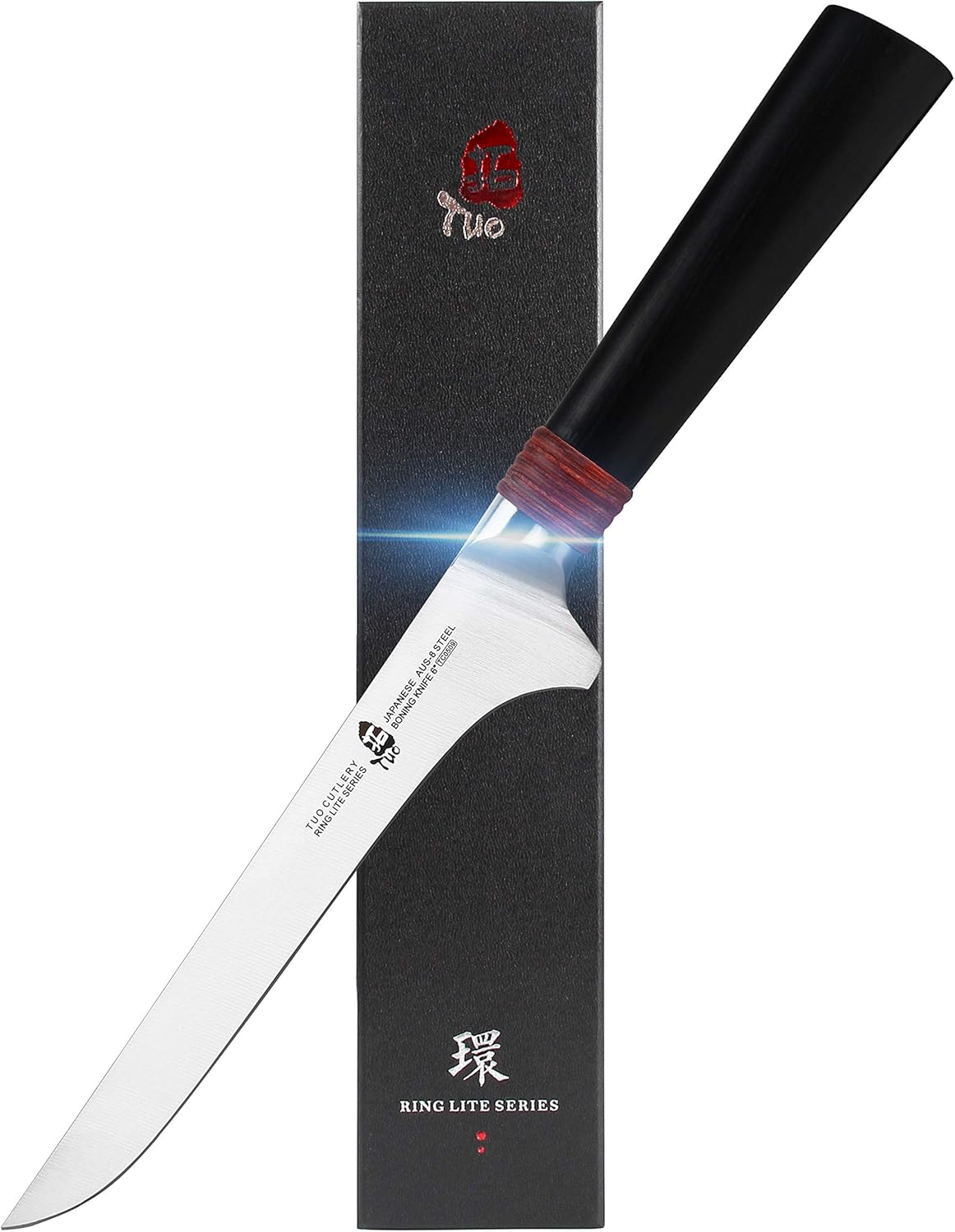 Boning Chef Knife 6 inch Fillet Knife Flexible Kitchen Knife for Fish Chicken and Poultry Cooking Knives, AUS-8 Stainless Steel with Ergonomic Handle Gift Box, Ring Lite Series