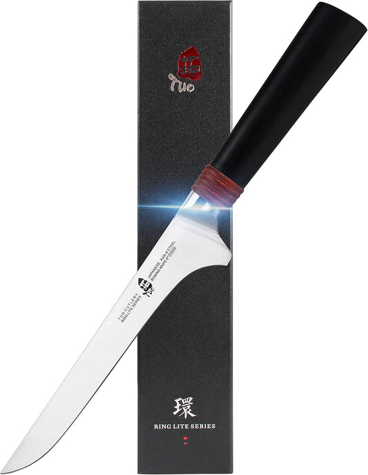 Boning Chef Knife 6 inch Fillet Knife Flexible Kitchen Knife for Fish Chicken and Poultry Cooking Knives, AUS-8 Stainless Steel with Ergonomic Handle Gift Box, Ring Lite Series