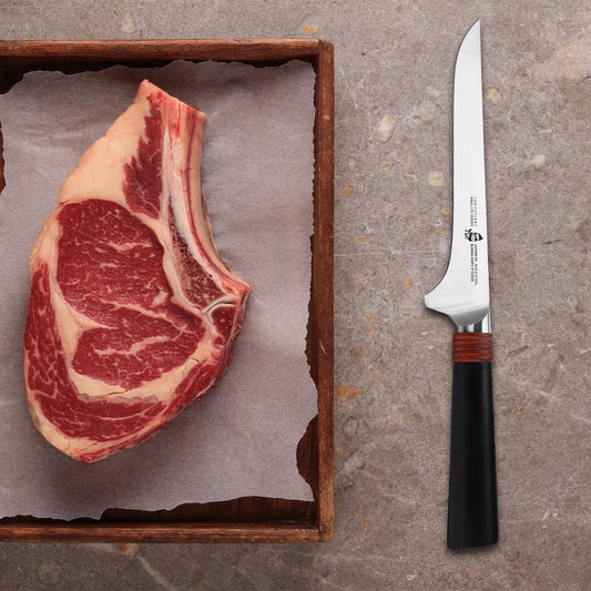 Boning Chef Knife 6 inch Fillet Knife Flexible Kitchen Knife for Fish Chicken and Poultry Cooking Knives, AUS-8 Stainless Steel with Ergonomic Handle Gift Box, Ring Lite Series