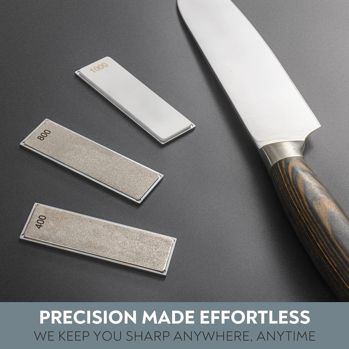 PATENTED ORIGINAL ADJUSTABLE ROLLING KNIFE SHARPENER KIT: Adjustable Height, 30 Angle Options, 5 Removeable Whetstone Plates, Leather Strop with Travel Case - Kitchen Knife Sharpener