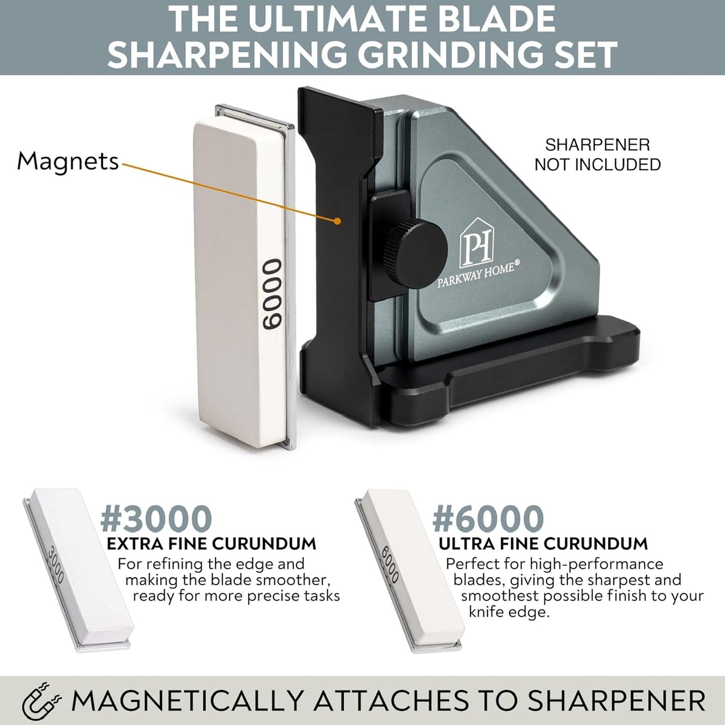 PATENTED ORIGINAL ADJUSTABLE ROLLING KNIFE SHARPENER KIT: Adjustable Height, 30 Angle Options, 5 Removeable Whetstone Plates, Leather Strop with Travel Case - Kitchen Knife Sharpener