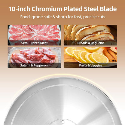 Meat Slicer, 200W Electric Meat Slicer Machine Food Slicer, Foldable Deli Meat Cutter With 2 Removable 7.5" Stainless Steel Blade, 0-15mm Adjustable Thickness For Home Use, Meat, Cheese, Bread