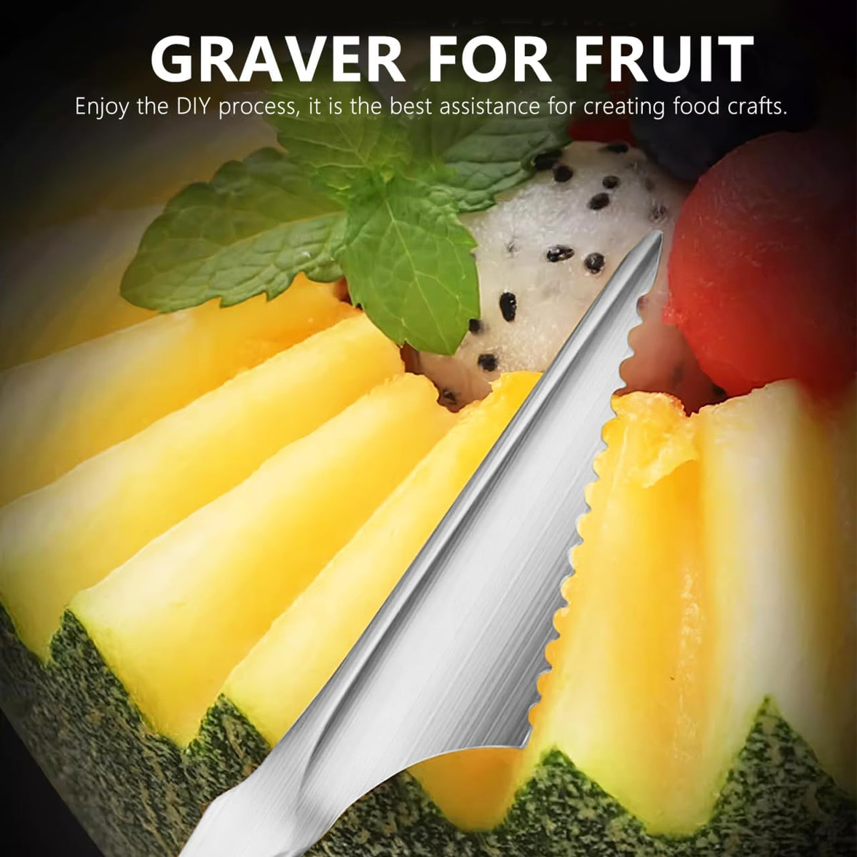 2 Pcs V-Shaped Fruit Carving Knives, Stainless Steel Garnish Tools