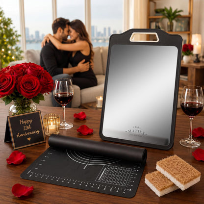 316 Stainless Steel Cutting Board Set Double Sided, Dishwasher Safe - 11th Wedding Anniversary Steel Gift - Housewarming Gifts New Home Kitchen - First Home Cooking Gift for Men, Women, Couples