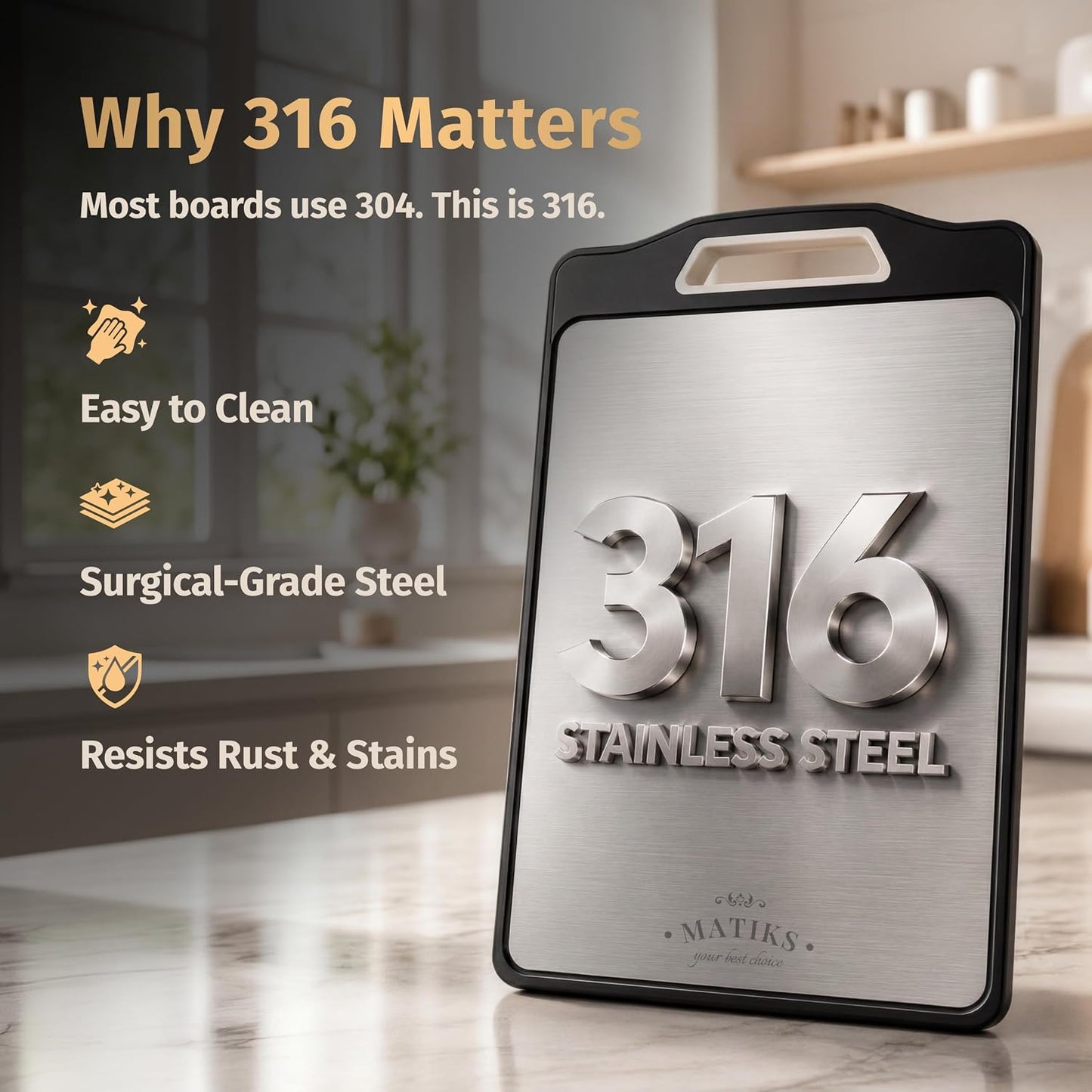 316 Stainless Steel Cutting Board Set Double Sided, Dishwasher Safe - 11th Wedding Anniversary Steel Gift - Housewarming Gifts New Home Kitchen - First Home Cooking Gift for Men, Women, Couples