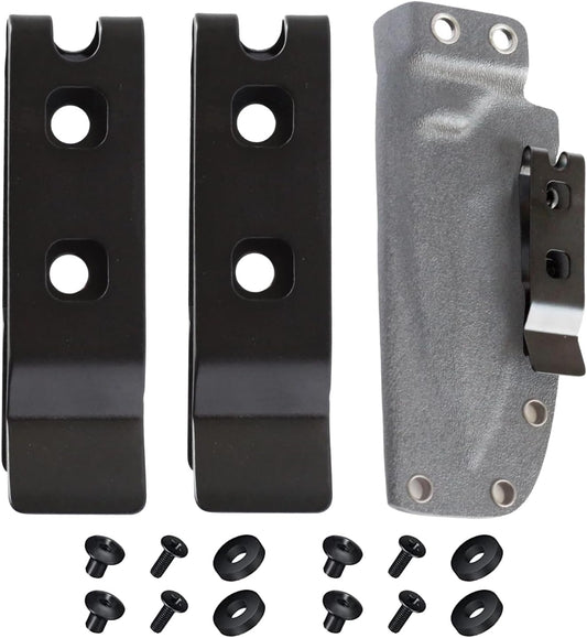 2-Pack Knife Sheath Belt Clip Holster Tactical Belt Buckle Kydex Belt Clip Universal Utility EDC Clip Camping Mag Pouches Sheath Tool with Screws for Holsters, Kydex Sheath, Metal Knife Clip
