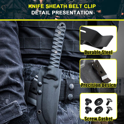 2-Pack Knife Sheath Belt Clip Holster Tactical Belt Buckle Kydex Belt Clip Universal Utility EDC Clip Camping Mag Pouches Sheath Tool with Screws for Holsters, Kydex Sheath, Metal Knife Clip