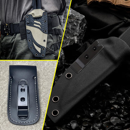 2-Pack Knife Sheath Belt Clip Holster Tactical Belt Buckle Kydex Belt Clip Universal Utility EDC Clip Camping Mag Pouches Sheath Tool with Screws for Holsters, Kydex Sheath, Metal Knife Clip